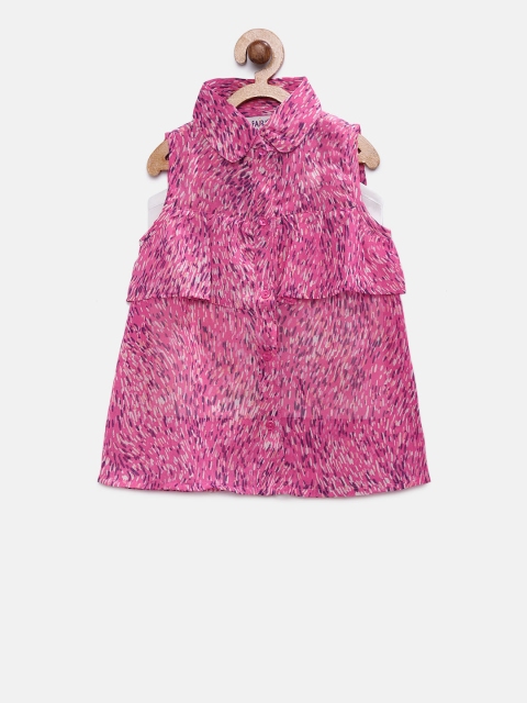 

Soul Fairy Girls Pink Printed Shirt Style Top with Camisole