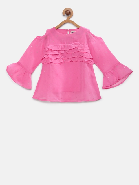 

Soul Fairy Girls Pink Printed A-Line Top