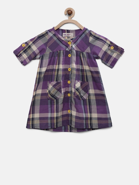 

Soul Fairy Girls Purple & Grey Checked A-Line Dress