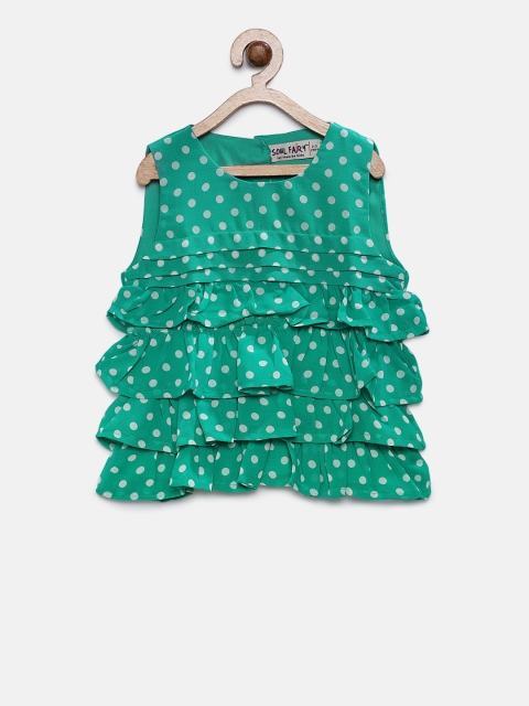 

Soul Fairy Girls Green Printed Tiered Top