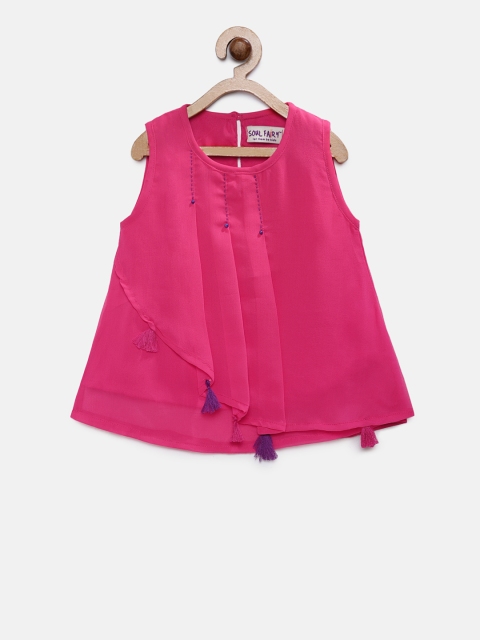 

Soul Fairy Girls Fuchsia Pink Solid A-Line Top