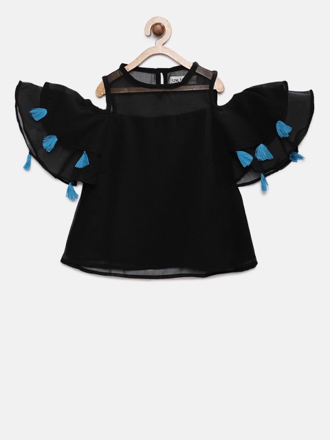 

Soul Fairy Girls Black Solid A-Line Top
