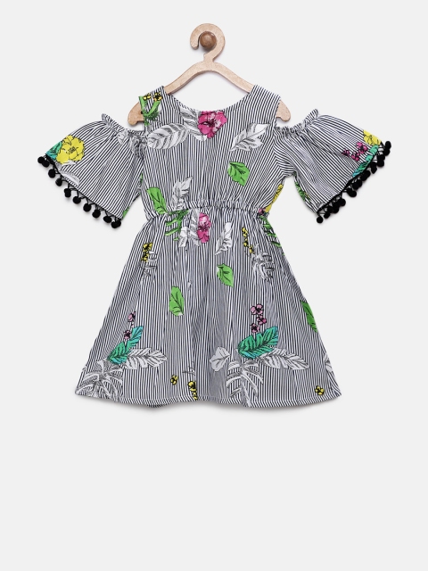 

Soul Fairy Girls Black & White Printed Fit and Flare Dress