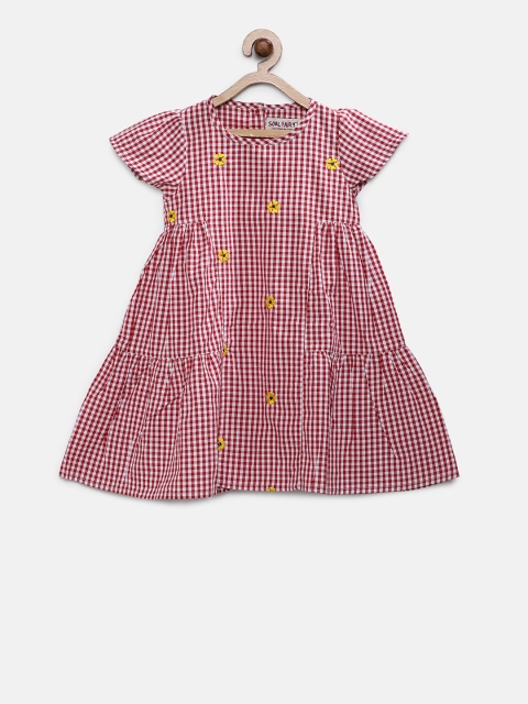 

Soul Fairy Girls Red & White Checked A-Line Dress