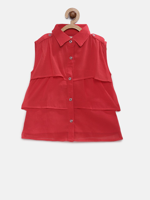 

Soul Fairy Girls Red Solid Shirt Style Top