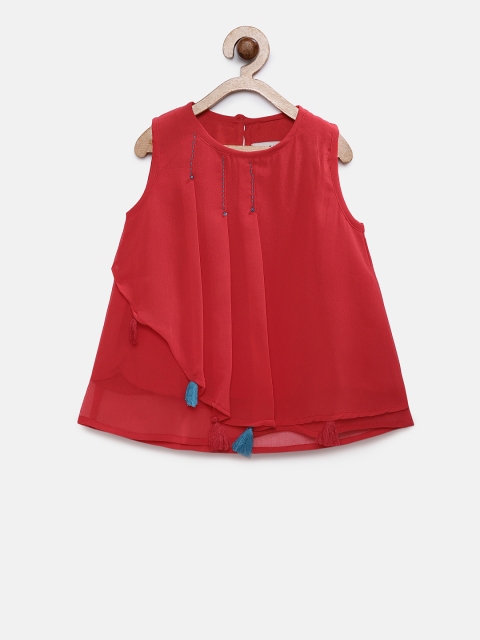 

Soul Fairy Girls Red Solid High-Low Top
