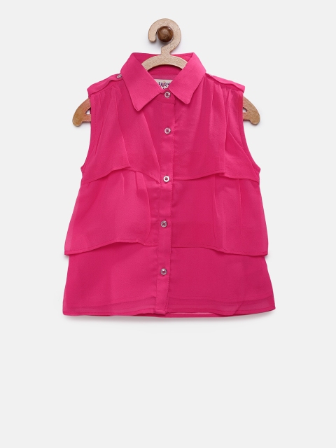 

Soul Fairy Girls Fuchsia Pink Solid Shirt Style Top