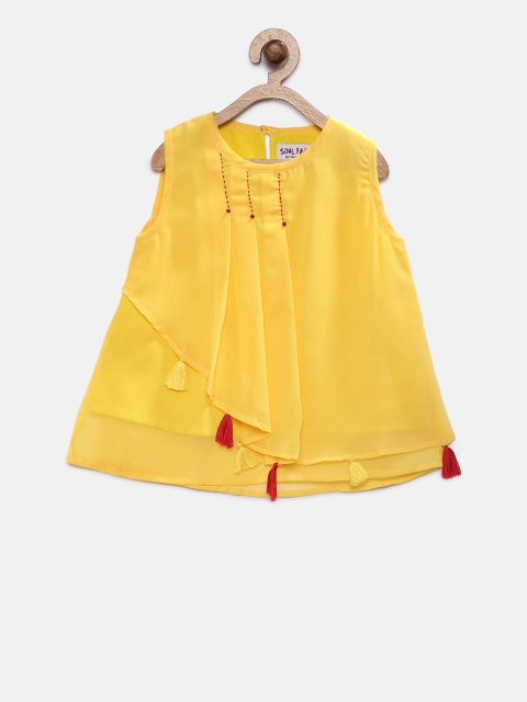 

Soul Fairy Girls Yellow Solid High-Low Top