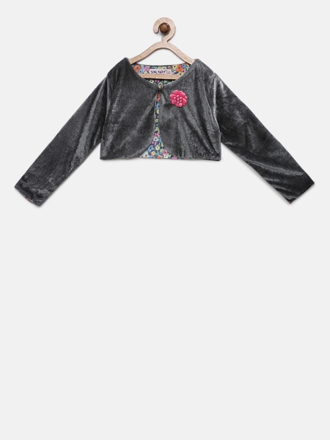 

Soul Fairy Girls Grey Solid Open Front Shrug