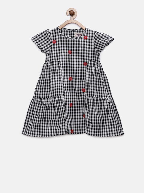

Soul Fairy Girls Black & White Checked A-Line Dress