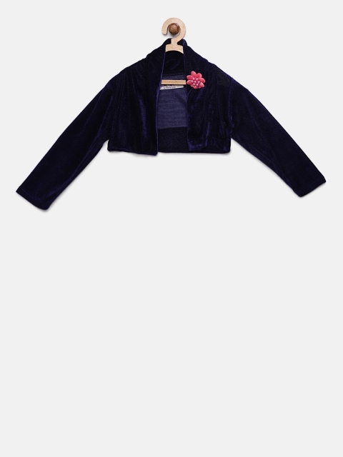 

Soul Fairy Girls Navy Blue Solid Open Front Shrug