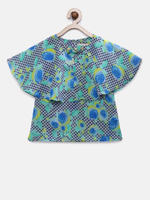 

Soul Fairy Girls Blue Printed Cape Top