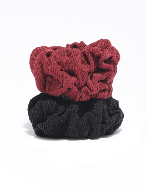 

ToniQ Black & Maroon Set of 2 Ponytail Holders