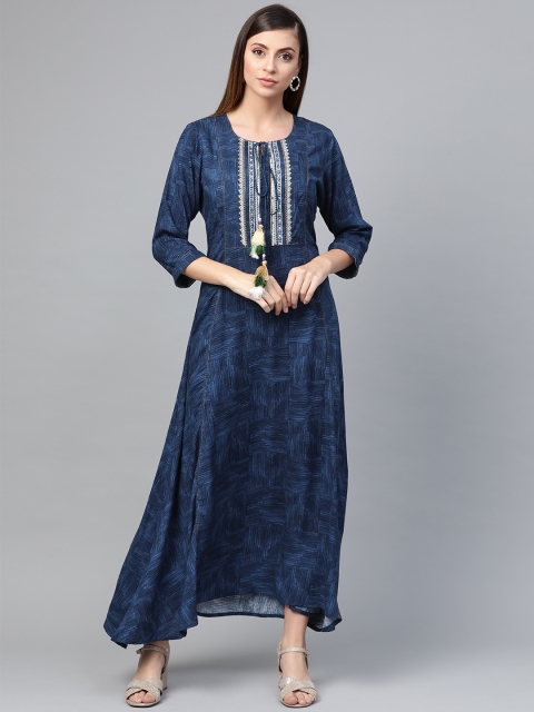 

Shree Women Navy Blue Printed Maxi Dress