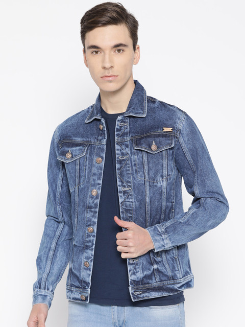 

FEVER Men Blue Solid Denim Jacket