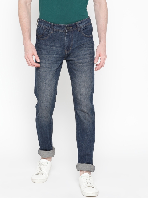 

FEVER Men Navy Blue Slim Fit Mid-Rise Low Distress Stretchable Jeans