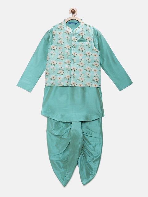 

Lil Peacock Boys Blue & Red Solid Kurta with Dhoti Pants