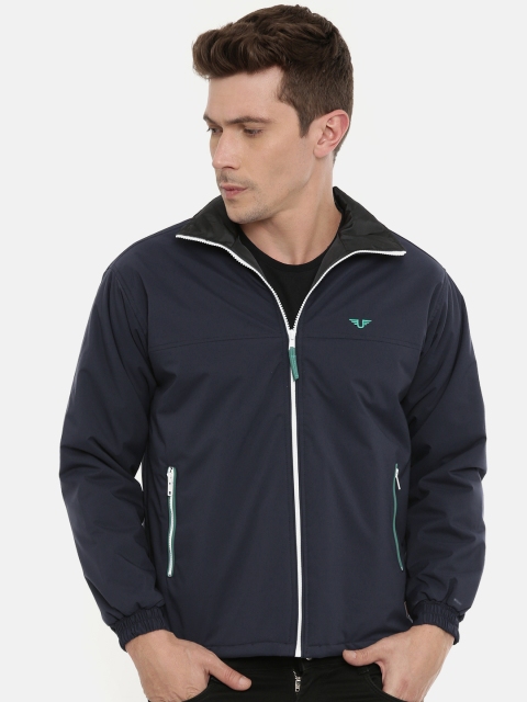 

UNSULLY Men Navy Blue Solid Windcheater Tailored Jacket