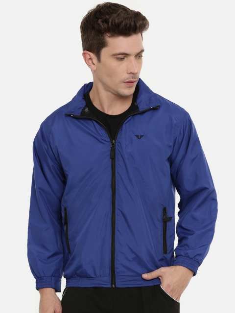 

UNSULLY Men Blue Solid Windcheater Bomber Jacket