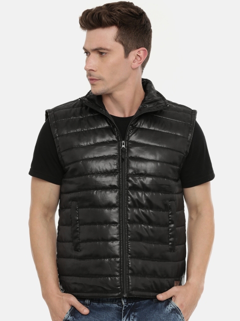 

UNSULLY Men Black Solid Windcheater Puffer Jacket