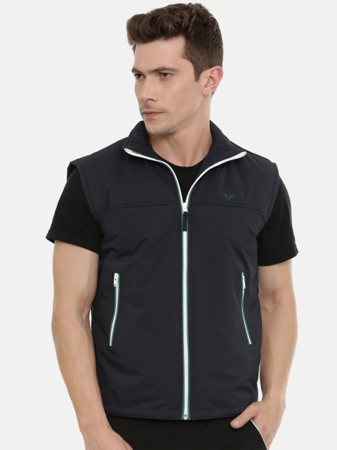 

UNSULLY Men Navy Blue Solid Windcheater Tailored Jacket