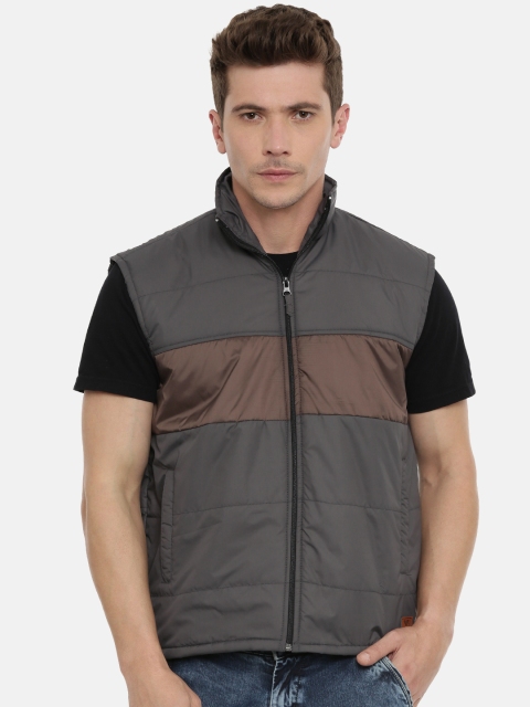 

UNSULLY Men Charcoal Striped Windcheater Jacket