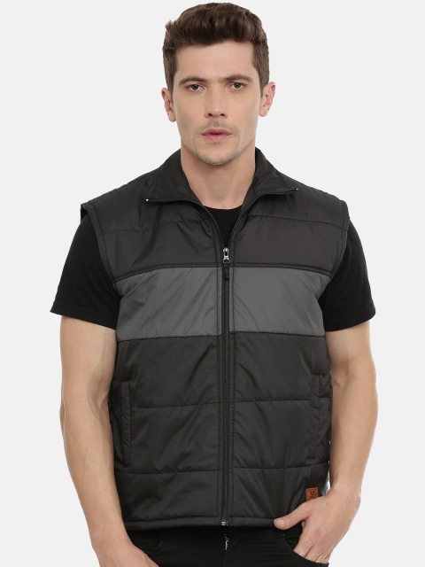 

UNSULLY Men Black Colourblocked Windcheater Jacket