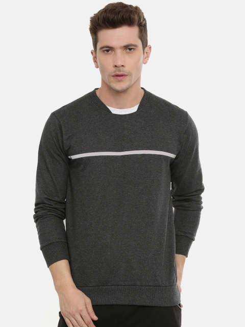 

UNSULLY Men Charcoal Solid Sweatshirt