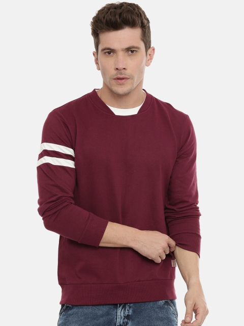 

UNSULLY Men Maroon Solid Sweatshirt