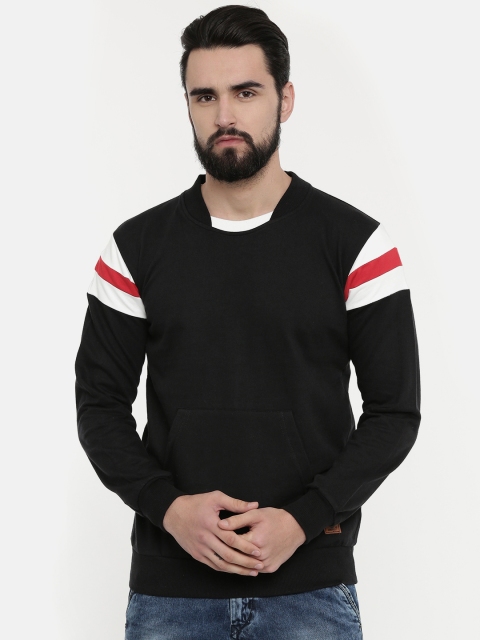 

UNSULLY Men Black & White Solid Sweatshirt
