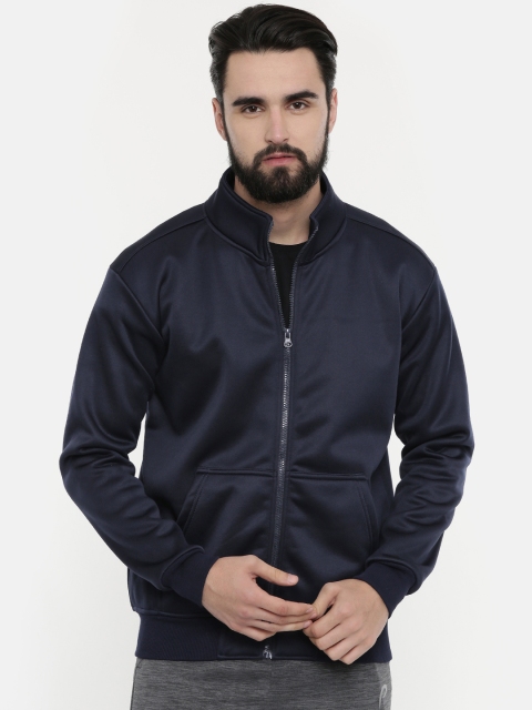 

UNSULLY Men Navy Blue Solid Bomber Jacket