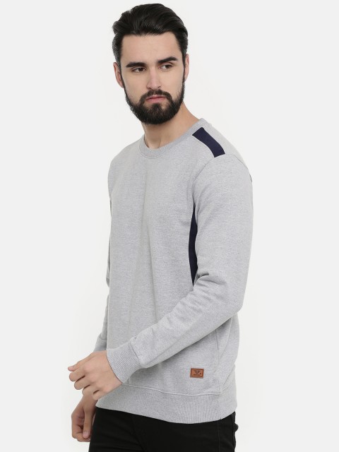 

UNSULLY Men Grey Melange Solid Sweatshirt