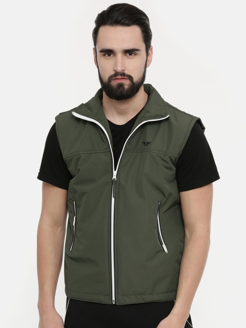 

UNSULLY Men Olive Green Solid Padded Jacket