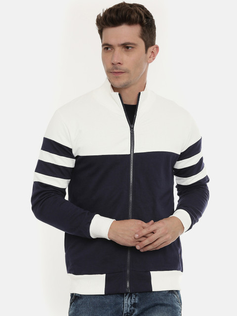 

UNSULLY Men Navy Blue & White Colourblocked Sweatshirt