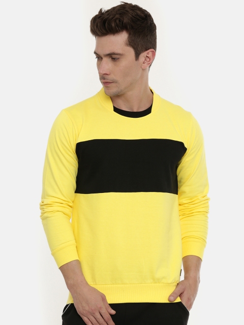 

UNSULLY Men Yellow & Black Colourblocked Sweatshirt