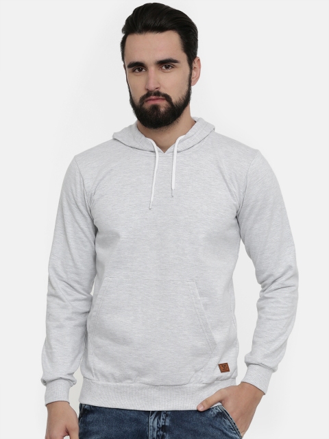 

UNSULLY Men Off-White Solid Hooded Sweatshirt