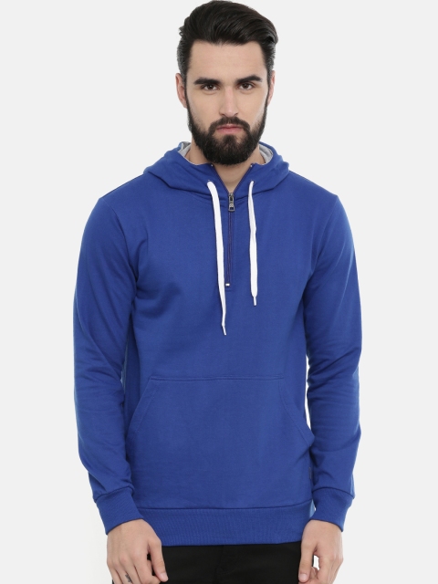 

UNSULLY Men Blue Solid Hooded Sweatshirt