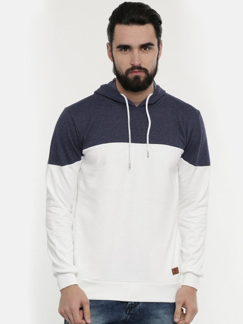 

UNSULLY Men White & Blue Colourblocked Sweatshirt