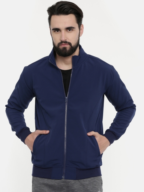 

UNSULLY Men Navy Blue Solid Bomber Jacket