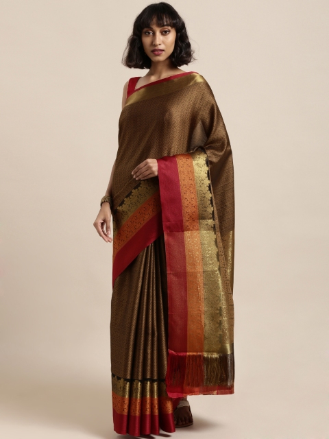 

Satrani Brown Poly Silk Woven Design Kanjeevaram Saree