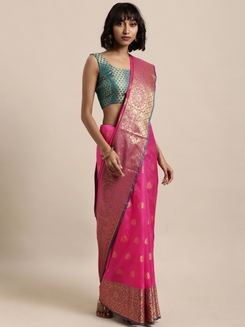 

Satrani Pink Poly Silk Woven Design Kanjeevaram Saree