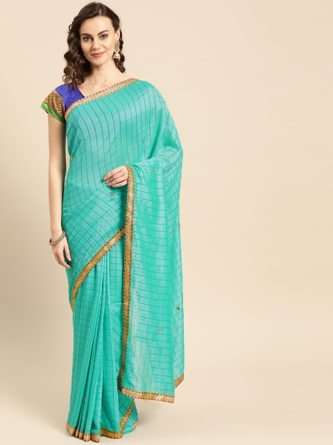 

Chhabra 555 Green Checked Gharchola Saree