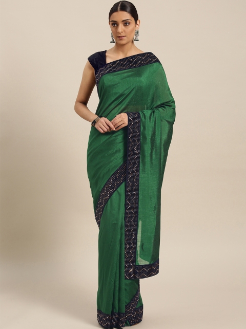 

Chhabra 555 Green Solid Chanderi Saree