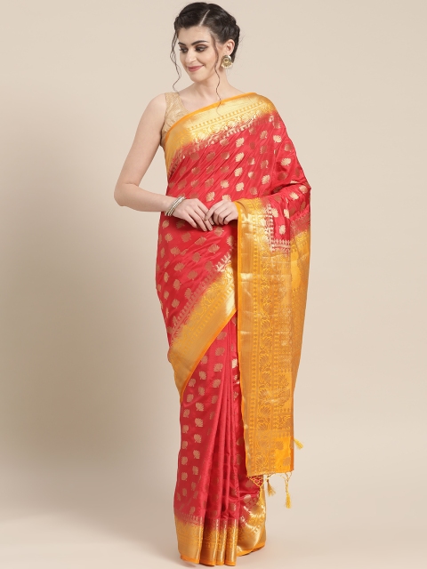 

Chhabra 555 Red & Golden Woven Design Mysore Silk Saree