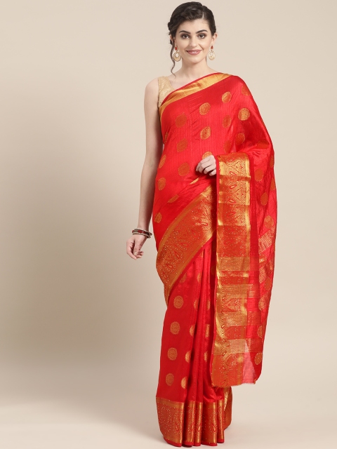 

Chhabra 555 Red & Golden Meenakari Woven Design Kanjeevaram Saree