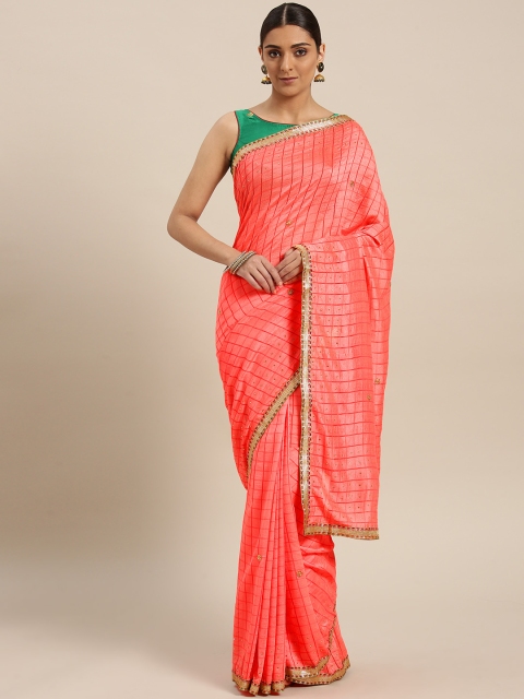 

Chhabra 555 Pink Checked Saree