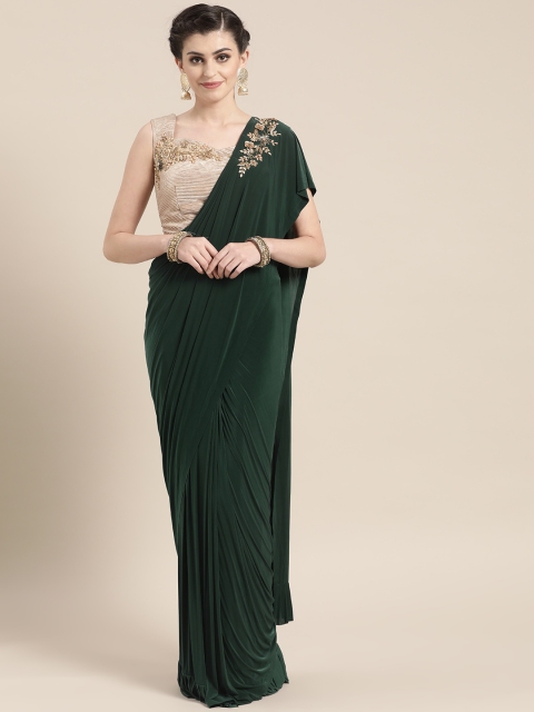 

Chhabra 555 Green Solid Saree