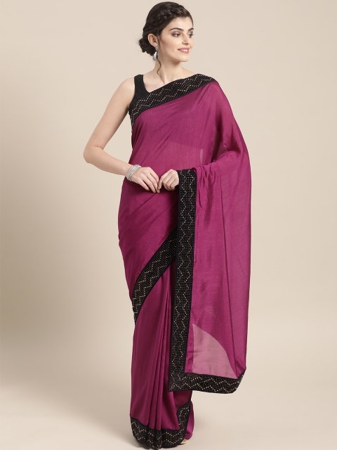 

Chhabra 555 Purple Solid Chanderi Saree