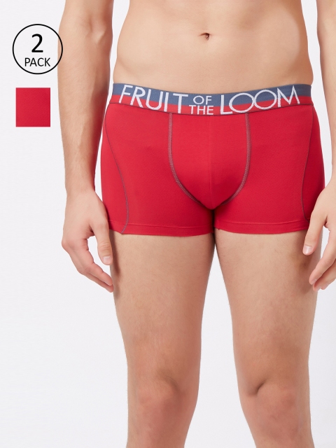 

Fruit of the loom Men Pack Of 2 Solid Trunks MTR11-A1S2, Red
