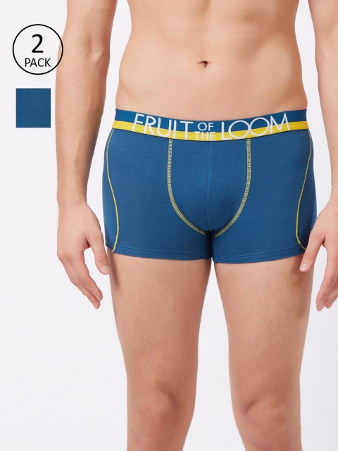 

Fruit of the loom Men Pack of 2 Blue Solid Trunks